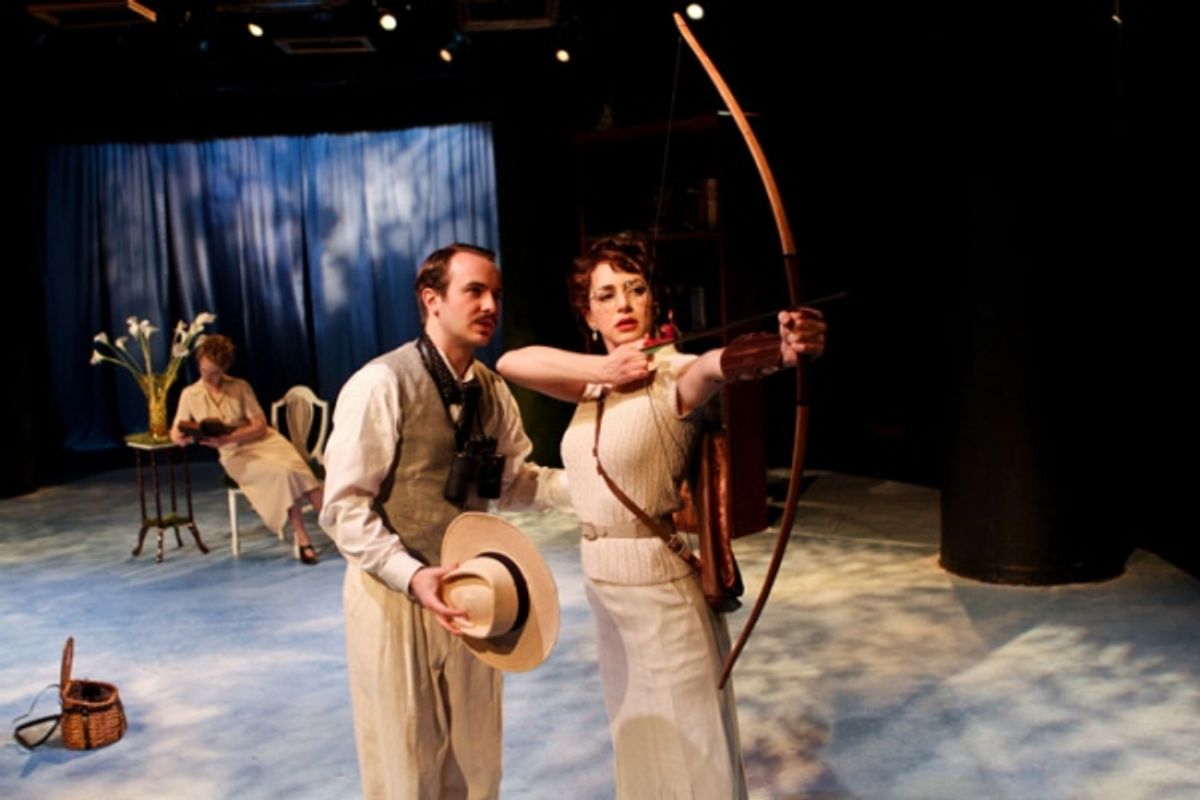 Rebecca Olson as Katharine, Scott Ward Abernethy as Boyet and Samara Lerman as the Princess of France at 