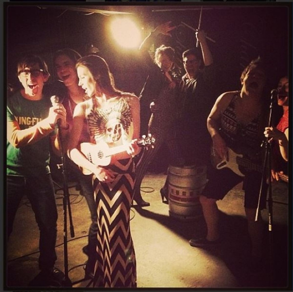 Max Crumm, Jason Gotay and Katherine Cozumel at the mic at 