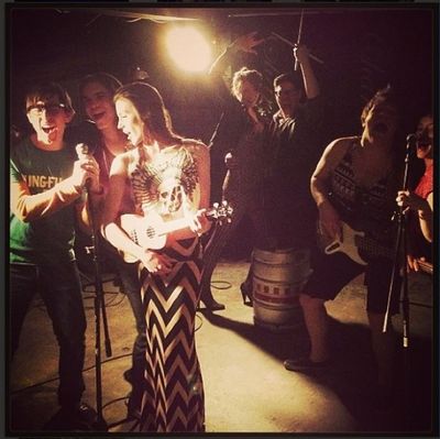 Max Crumm, Jason Gotay and Katherine Cozumel at the mic Photo