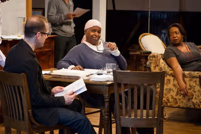Ensemble member Tim Hopper with Cheryl Lynn Bruce and Jacqueline Williams Photo