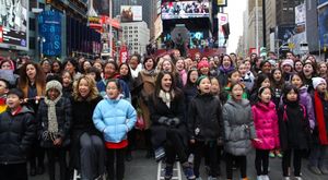 Jennifer Cody, Krysta Rodriguez, Bailey Grey, and Catherine Charlebois sing with the students @ BroadwayWorld Jennifer Cody, Krysta Rodriguez, Bailey Grey, and Catherine Charlebois sing with the Photo