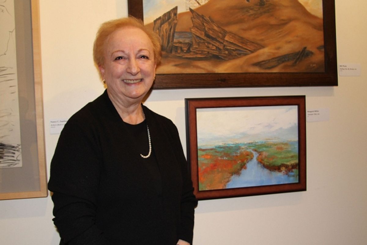 Margaret Miller, of Lawrenceville, is pictured with 'Autumn Tide,' winner of a Mercer County Cultural &amp; Heritage Commission Purchase Award. at 2013 Mercer County Artist Award Winners Announced in New Jersey