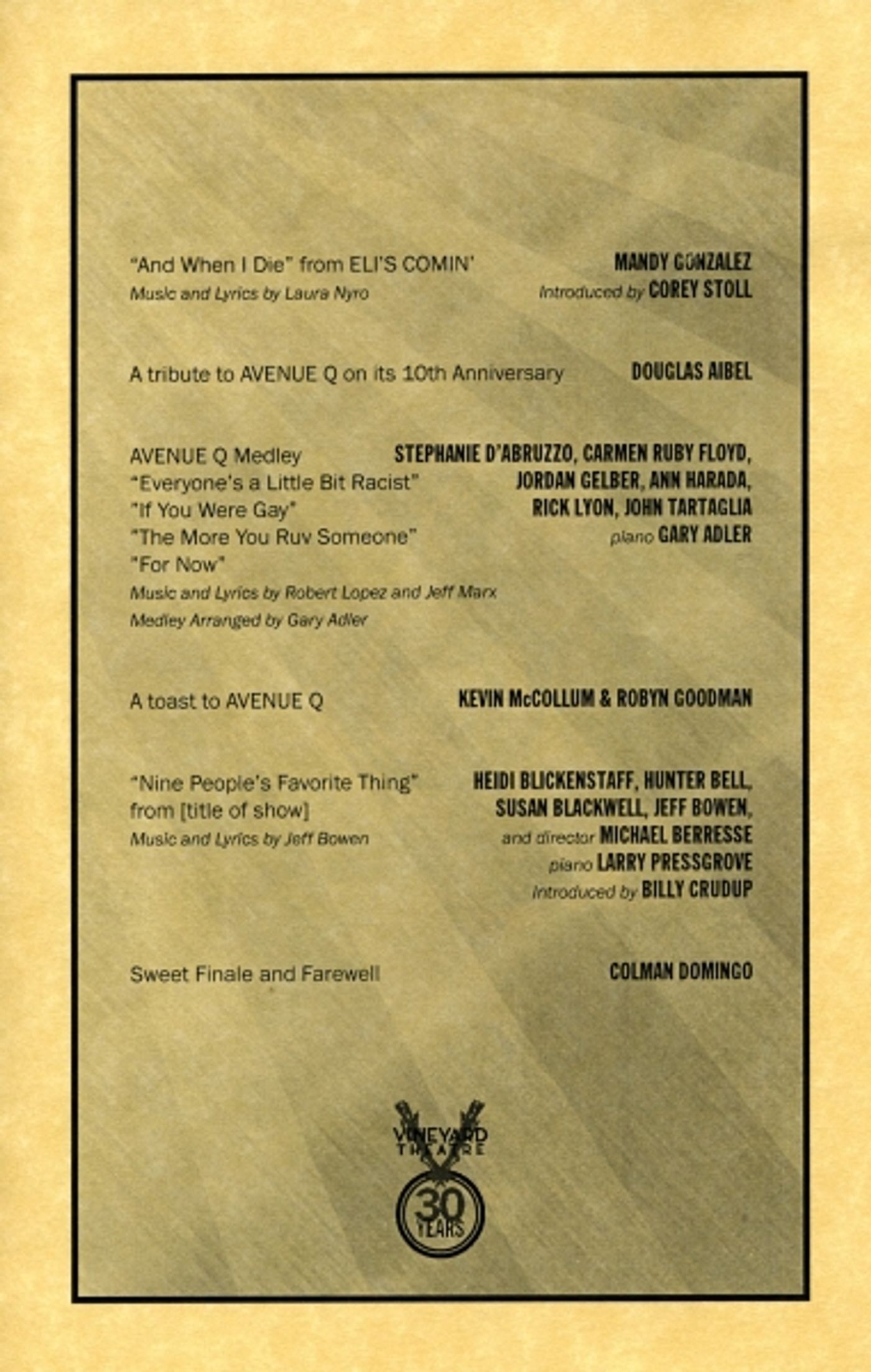 Photo Coverage: Judy Kuhn, Mandy Gonzalez & More Perform at Vineyard Theatre's 30th Gala- Part One  Image