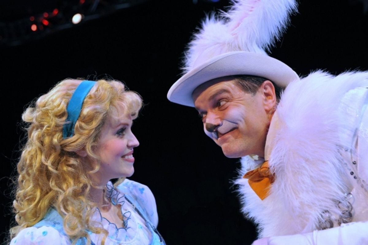 Emily Rohm as Alice and Bernie Yvon as the White Rabbit at 