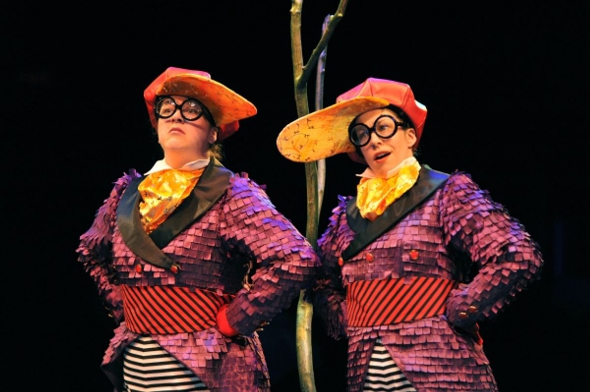 Sophie Grimm as Tweedle Dee and Holly Stauder as Tweedle Dum at 