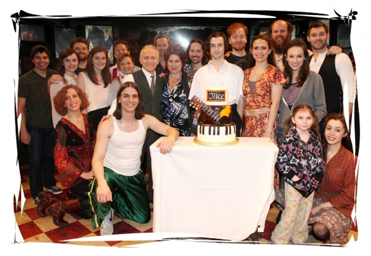 Cristin Milioti, Ben Hope and the Ensemble cast of 'Once' celebrating their One Year Anniversary on Broadway at 