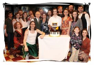 Cristin Milioti, Ben Hope and the Ensemble cast of 'Once' celebrating their One Year Anniversary on Broadway @ BroadwayWorld Cristin Milioti, Ben Hope and the Ensemble cast of 'Once' celebrating their One Year Photo