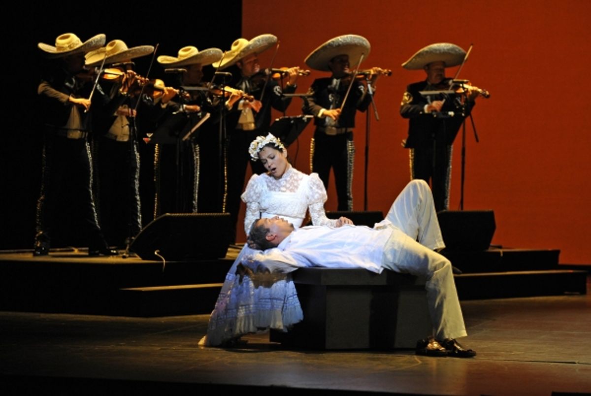 Octavio Moreno (Laurentino) and Cecilia Duarte (Renata) in CRUZAR LA CARA DE LA LUNA. Photo by Marie-Noelle Robert. Courtesy of Th&eacute;&acirc;tre du Ch&acirc;telet. at 