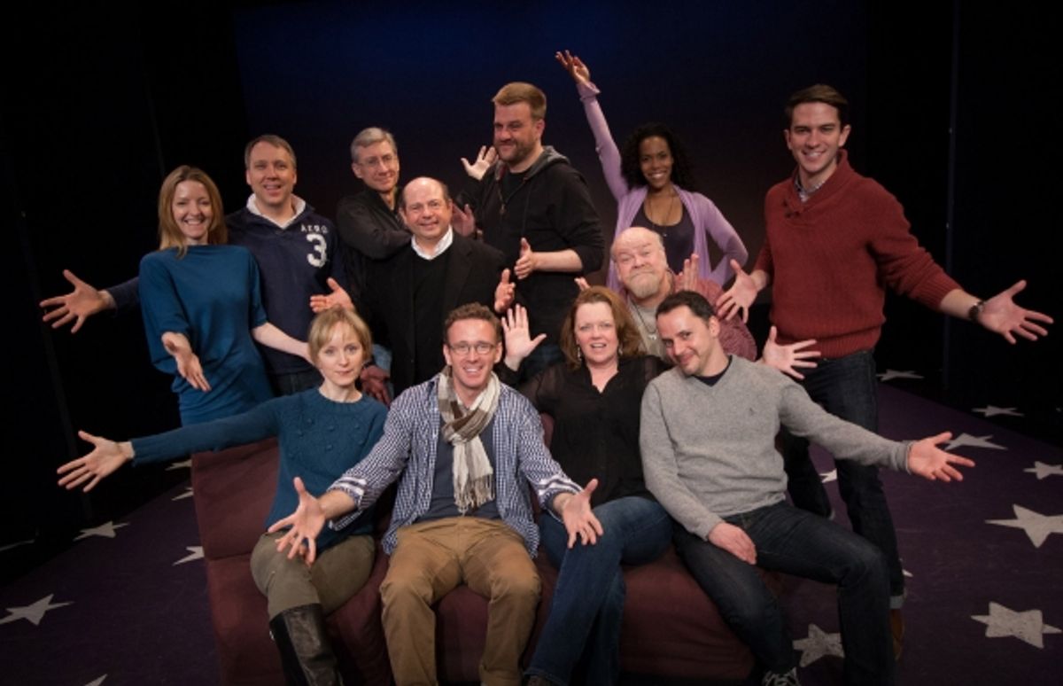 The Cast: (standing) Alet Taylor, Kilty Reidy, David Garrison, Danny Rutigliano, Stephen Wallem, Erick Devine, Erica Dorfler, Andrew Kluger; (seated) Erin Davie, Ben Davis, Leah Hocking, Mark Price at 