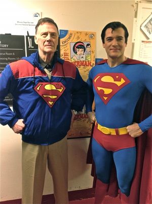 Two Supermen: Bob Holiday, the original Broadway Superman, with Edward Watts, Encores Photo