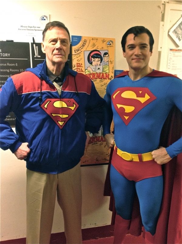 Two Supermen: Bob Holiday, the original Broadway Superman, with Edward Watts, Encores Photo