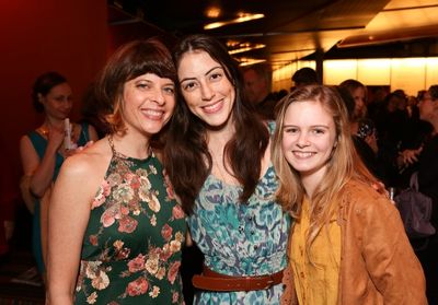 Playwright Jennifer Haley poses with cast members Jeanne Syquia and Brighid Fleming Photo