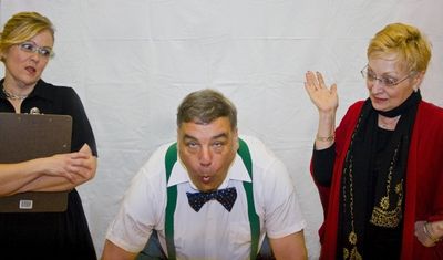 Sue Burton as Jane Doe, Rick Peters as Chips, and Karen Mercorella as Miss Maple Photo