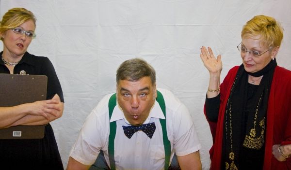 Sue Burton as Jane Doe, Rick Peters as Chips, and Karen Mercorella as Miss Maple Photo