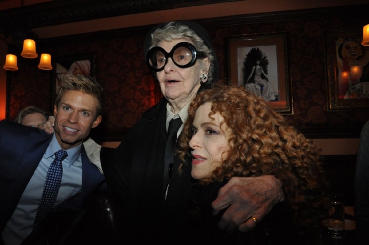 Hunter Ryan Herdlicka, Elaine Stritch and Bernadette Peters at 