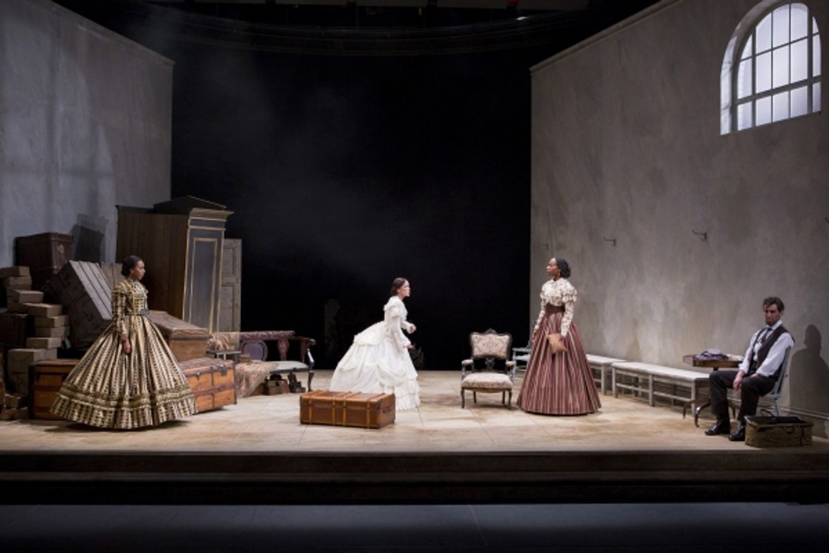 Sameerah Luqmaan-Harris as Elizabeth Keckly, Naomi Jacobson as Mary Todd Lincoln, Joy Jones as Ivy and Thomas Adrian Simpson as Abraham Lincoln at 