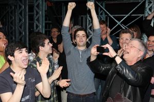 Corey Cott, Mark Aldrich, Thomas Schumacher, Kara Lindsay, Alan Menken & Company  Photo