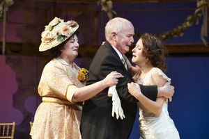 Laurie Birmingham (left, as Antonia) and David McCann (center, as Leonato) console th Photo