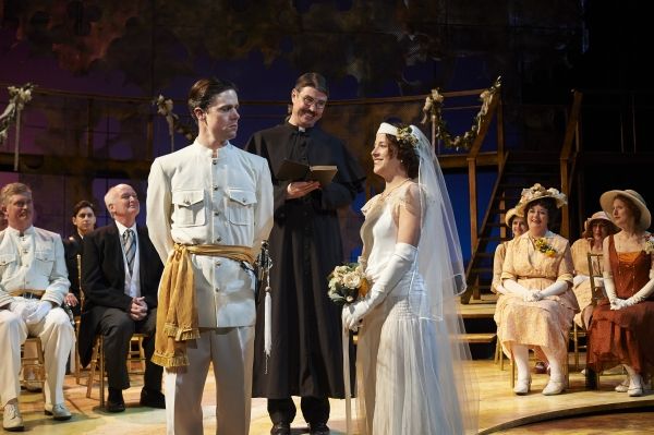 Neil Brookshire (left, as Claudio) suspiciously eyes his bride-to-be, actor Betsy Mug Photo