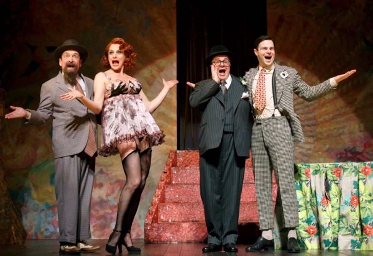 Lewis J. Stadlen, Cady Huffman, Nathan Lane, Jonny Orsini at 