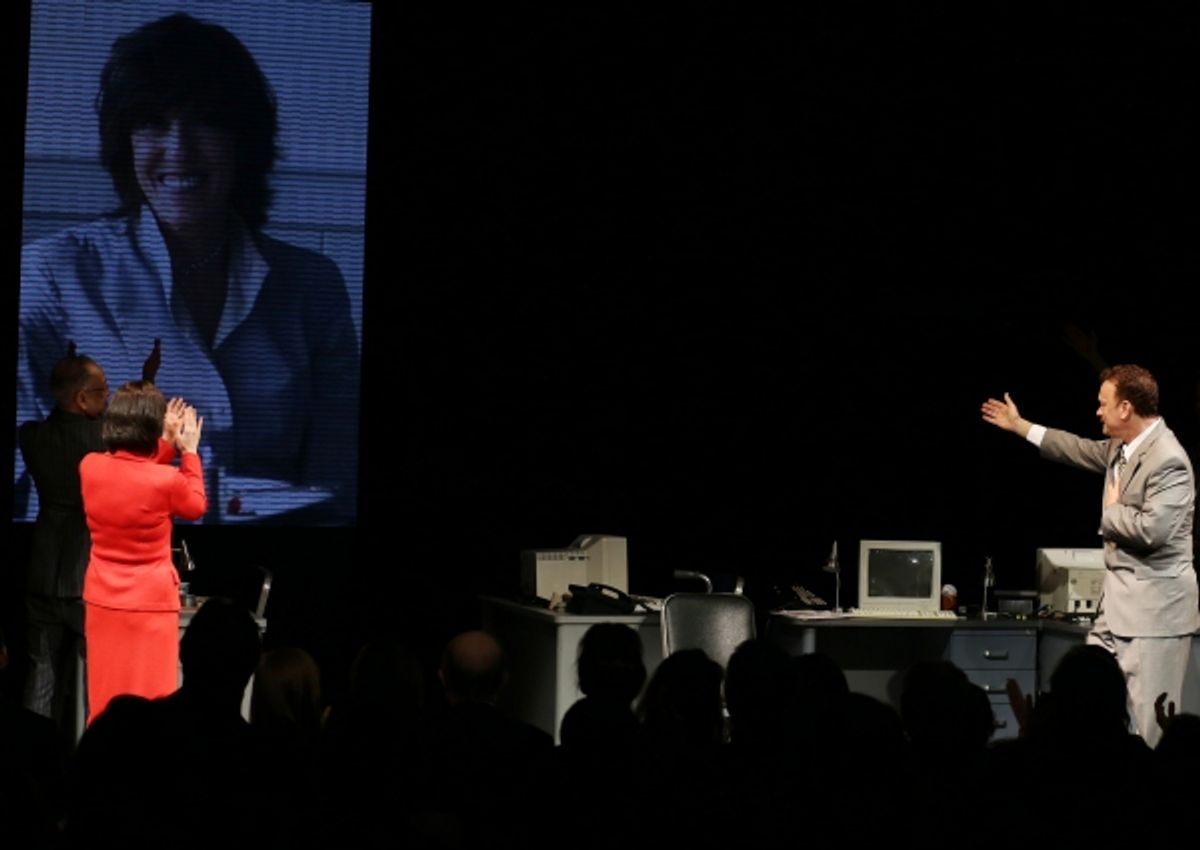 Nora Ephron Portrait with director George C. Wolfe, Maura Tierney, an emotional Tom Hanks at 