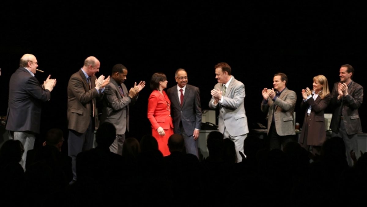 Michael Gaston, Courtney B. Vance, George C. Wolfe, Maura Tierney, Tom Hanks, Peter Scolari at 