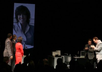 Nora Ephron Portrait with Courtney B. Vance, director George C. Wolfe, Maura Tierney, Photo