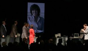 Nora Ephron Portrait with director George C. Wolfe, Maura Tierney, an emotional Tom Hanks, Peter Scolari & Cast @ BroadwayWorld Nora Ephron Portrait with director George C. Wolfe, Maura Tierney, an emotional Tom H Photo