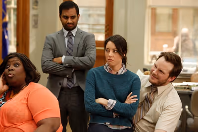 Retta, AZIZ ANSARI, Aubrey Plaza, Chris Pratt Photo