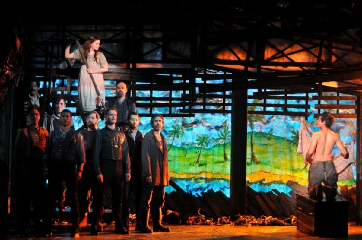 Nicole Lowrance, Jason Ralph, and the cast of Peter and the Starcatcher at 