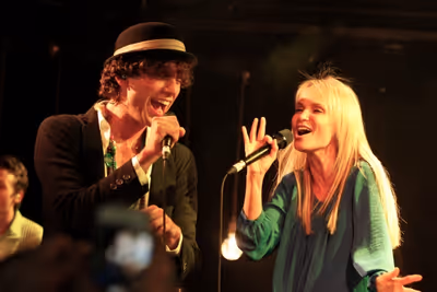 Mika and Kristin Chenoweth sing the "Popular Song" Photo