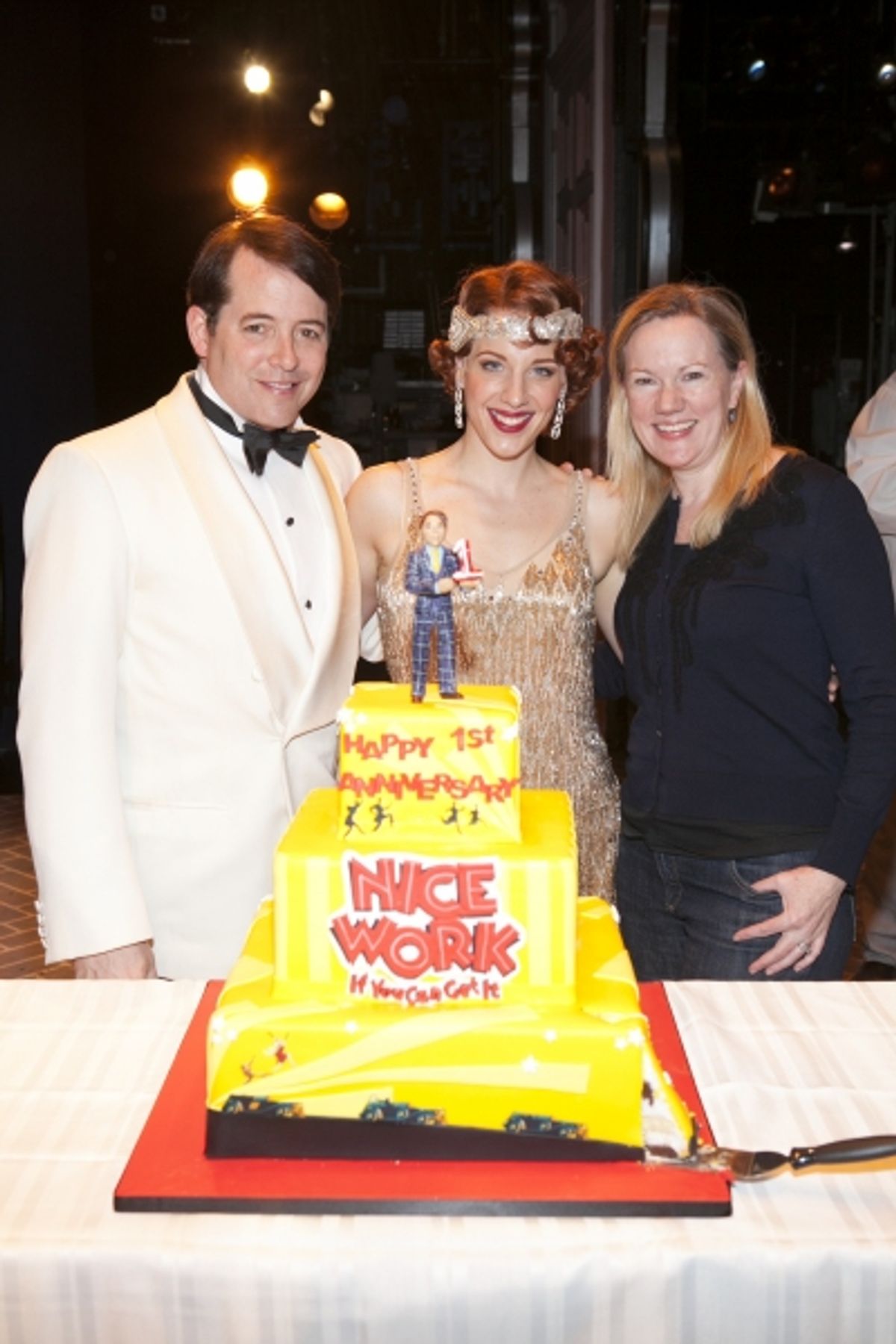 Matthew Broderick, Jessie Mueller and Kathleen Marshall at 