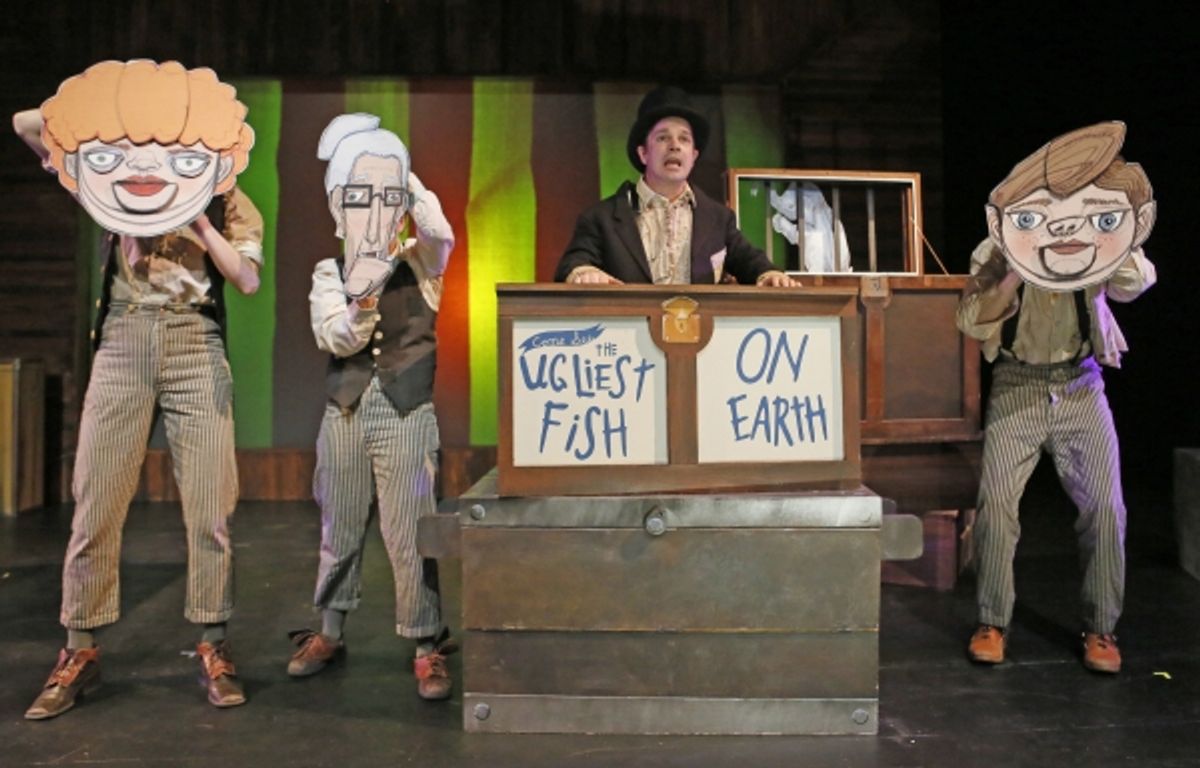 David Catlin (centerstage) is the narrator, flanked by (from left) Kasey Foster, Becky Poole and Kurt Brocker in puppet disguises at 