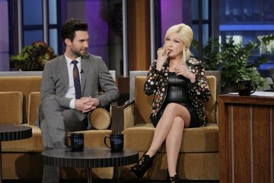 Cyndi Lauper and Company during an interview with host Jay Leno on April 12, 2013 --  Photo