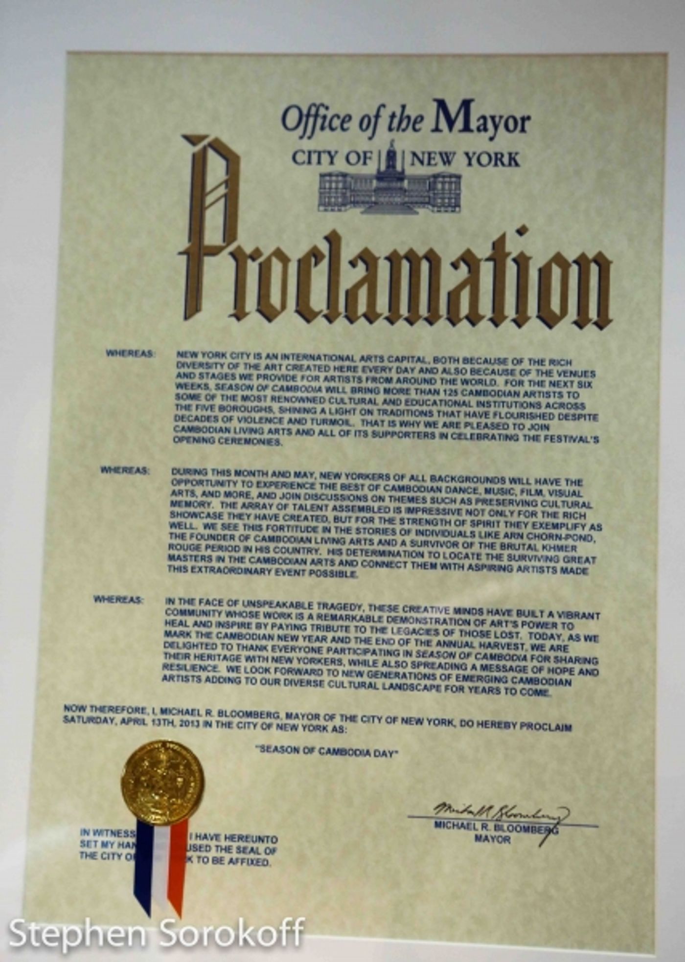 Photo Coverage: Mayor Bloomberg Proclaims SEASON OF CAMBODIA Day at Festival Opening  Image