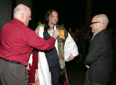 David Westphal with Jason Wooten & Michael Arnold (recipient for ''MOTOWN The Musical Photo