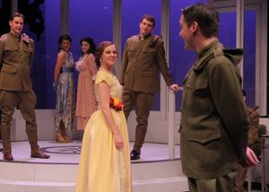 Zelda (Kendall Anne Thompson) catches the eye of Scott (Bradley Beahen) at a dance in Montgomery, Alabama. @ BroadwayWorld Zelda (Kendall Anne Thompson) catches the eye of Scott (Bradley Beahen) at a dance in Photo