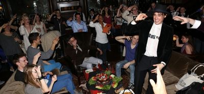 Reeve Carney with the cast & company of Broadway''s ''Spider-Man''  Photo