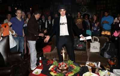 Reeve Carney with the cast & company of Broadway''s ''Spider-Man''  Photo