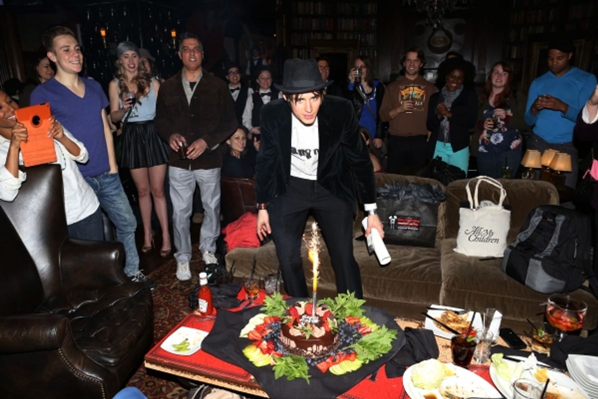 Reeve Carney with the cast & company of Broadway''s ''Spider-Man''  at 