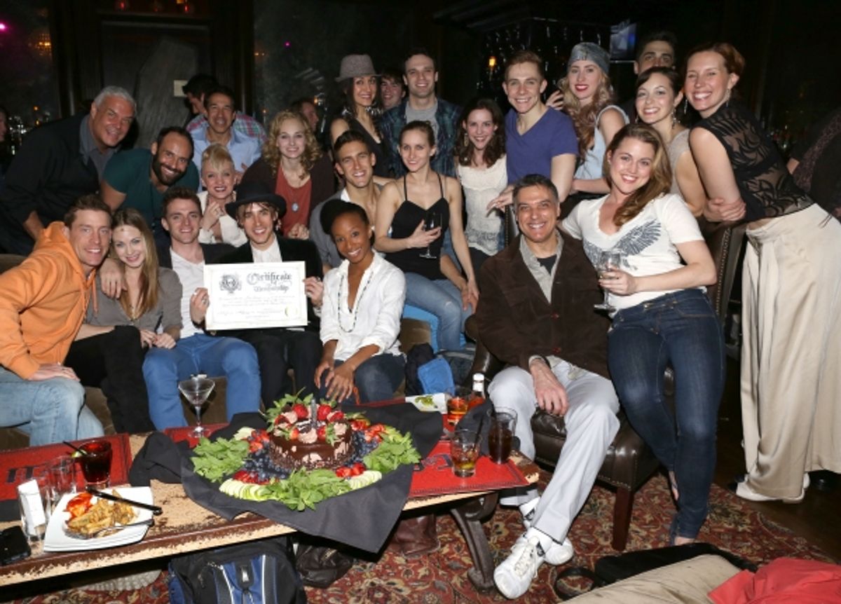 Reeve Carney with the cast & company of Broadway''s ''Spider-Man''  at 