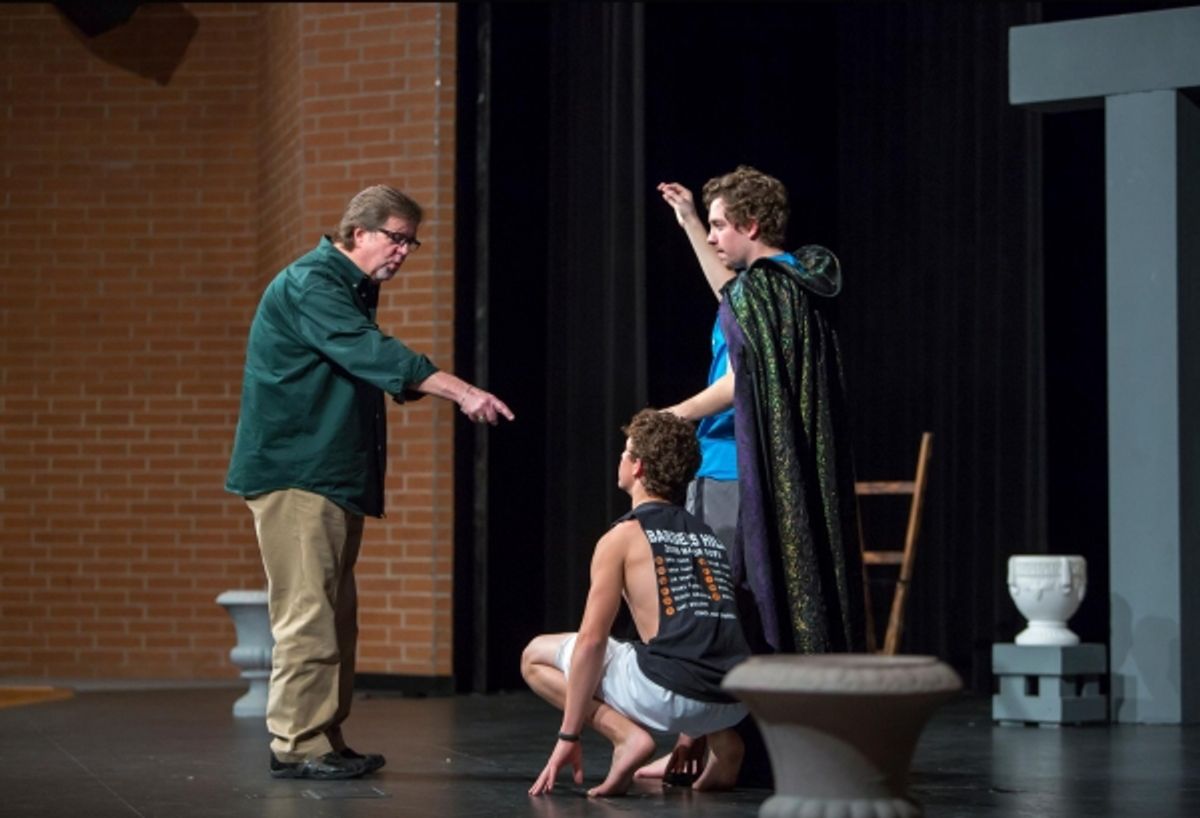 Travis Poe and students at Barbers Hill High School in rehearsal. at 
