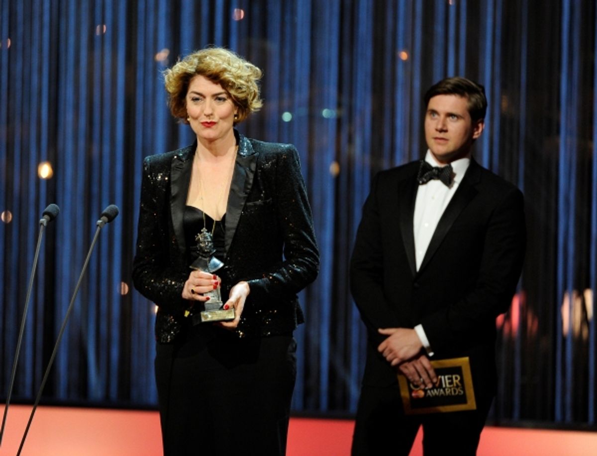Presenters Anna Chancellor and Allen Leech at 