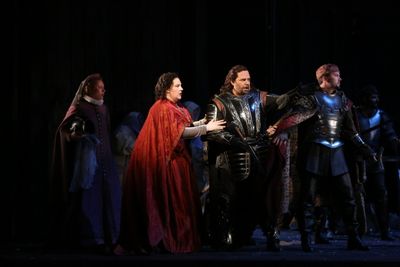 Tamara Wilson as Leonora and Marco Berti as Manrico. Photo