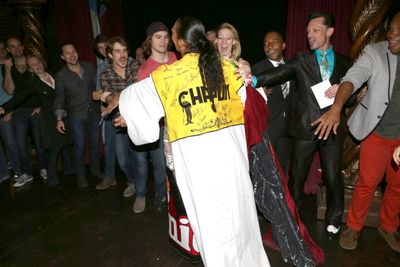 Stephanie Pope with Erik Alemus, Orion Griffiths, Molly Tynes & cast   Photo
