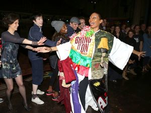 Stephanie Pope with Terrence Mann, Director Diane Paulus, Matthew James Thomas, Patina Miller & cast @ BroadwayWorld Stephanie Pope with Terrence Mann, Director Diane Paulus, Matthew James Thomas, Patin Photo