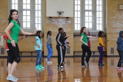 Lauren Fijol &amp; Erin West teach choreography to "You Can't Stop the Beat" Photo
