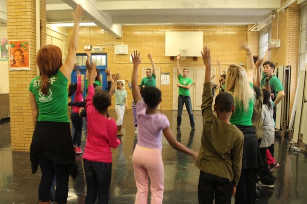 Mara Davi, Amy Halldin, Ryan Nicolls, Aaron Gaines &amp; Whit Baldwin do character work with students at 