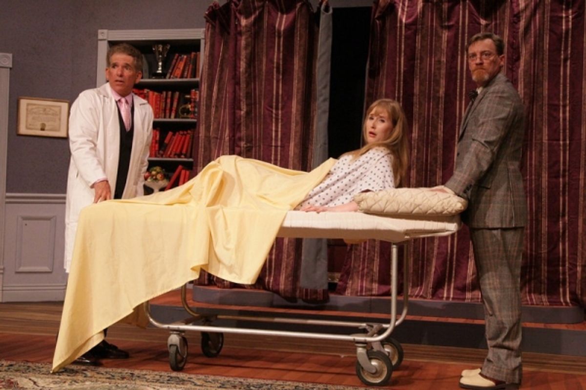  Dr. Prentice (Philip Apoian) and Dr. Rance (Harold Dershimer) prepare Geraldine Barclay (Emily McLeod) for her psychiatric evaluation. Ã¢â‚¬â€ with Philip Apoian and Harold Dershimer. at 