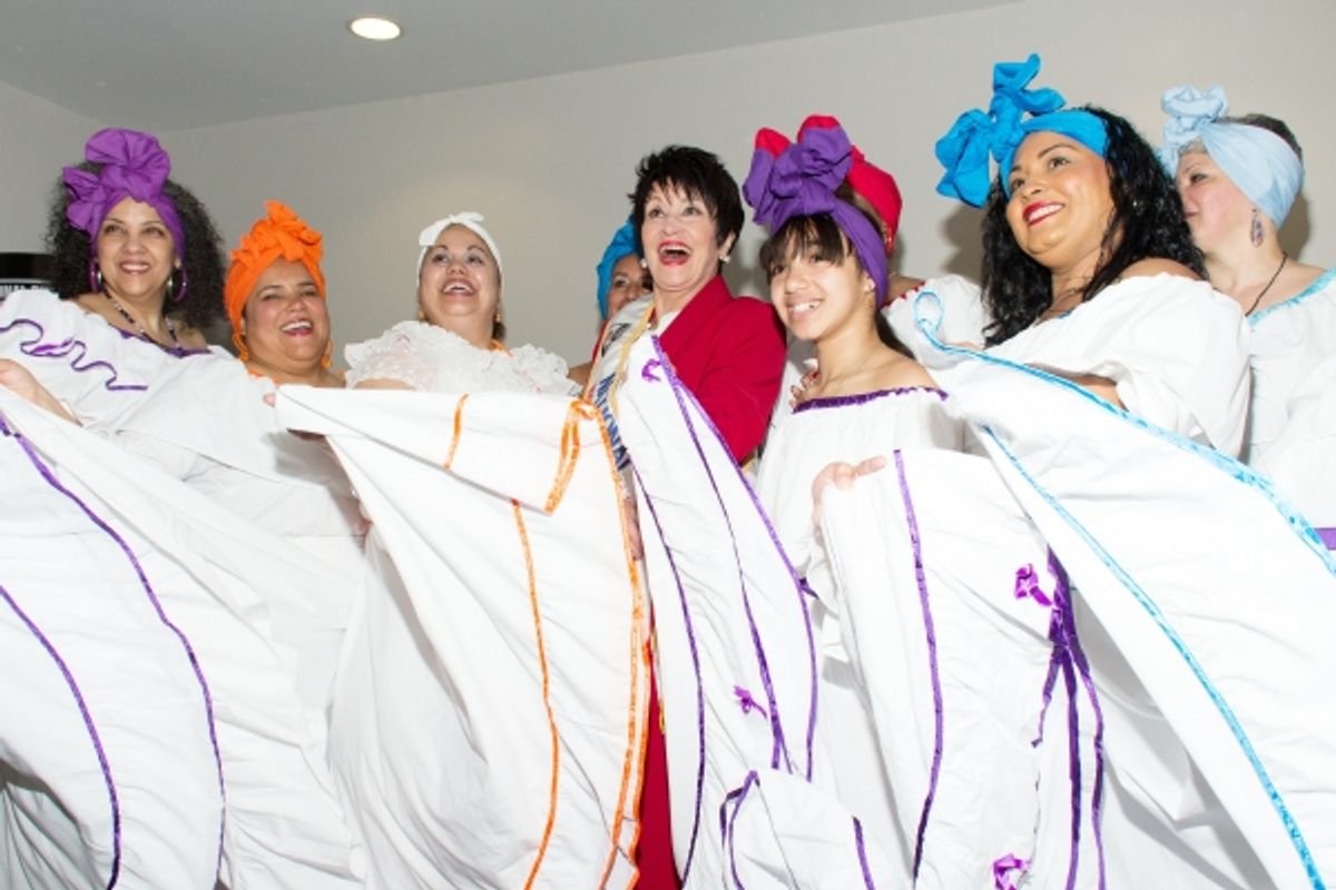 Chita Rivera and Puerto Rican Day Parade performers at 